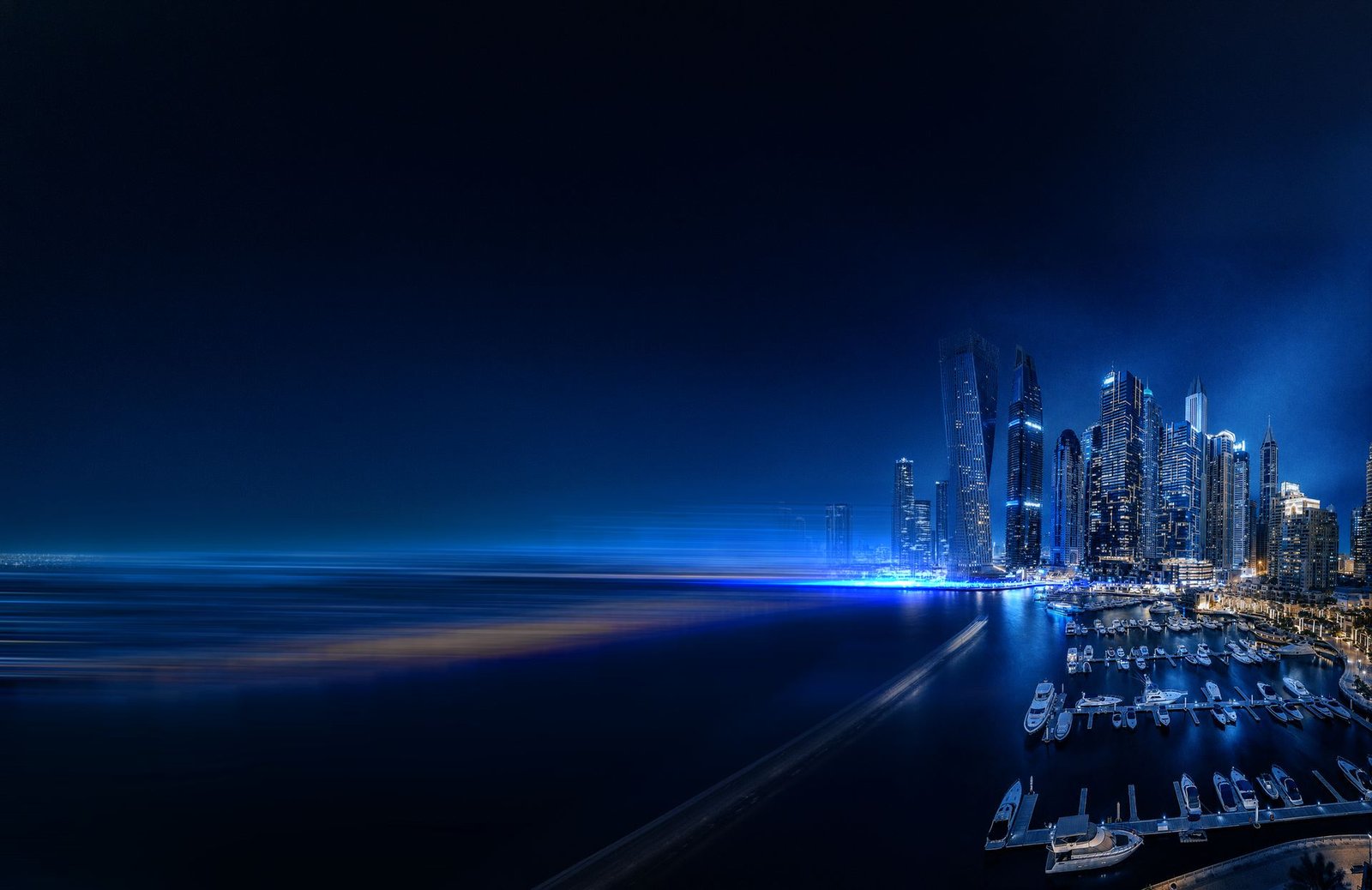 Dubai Marina skyline at night